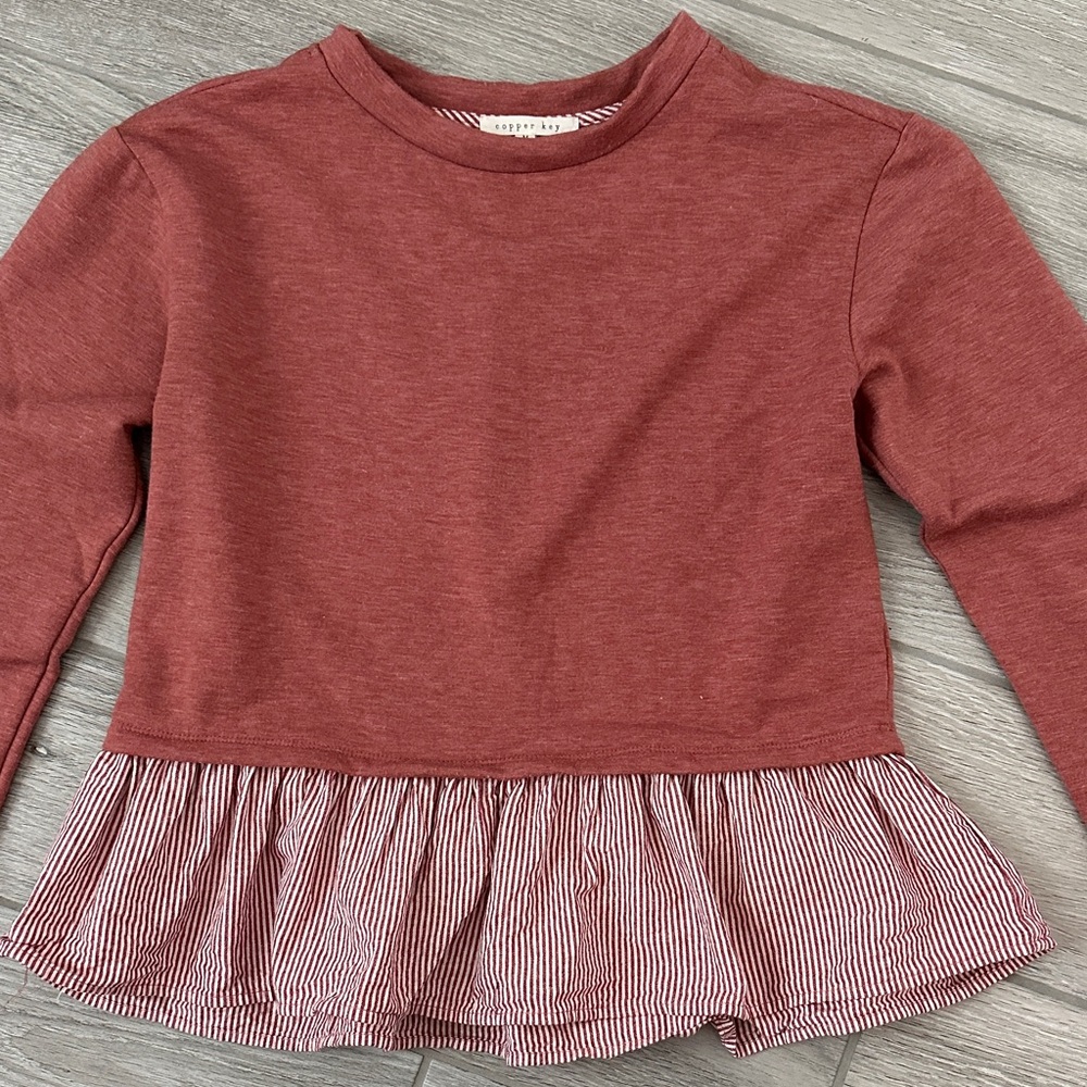 Copper Key Ruffle Hem Sweater - Picture 2 of 6
